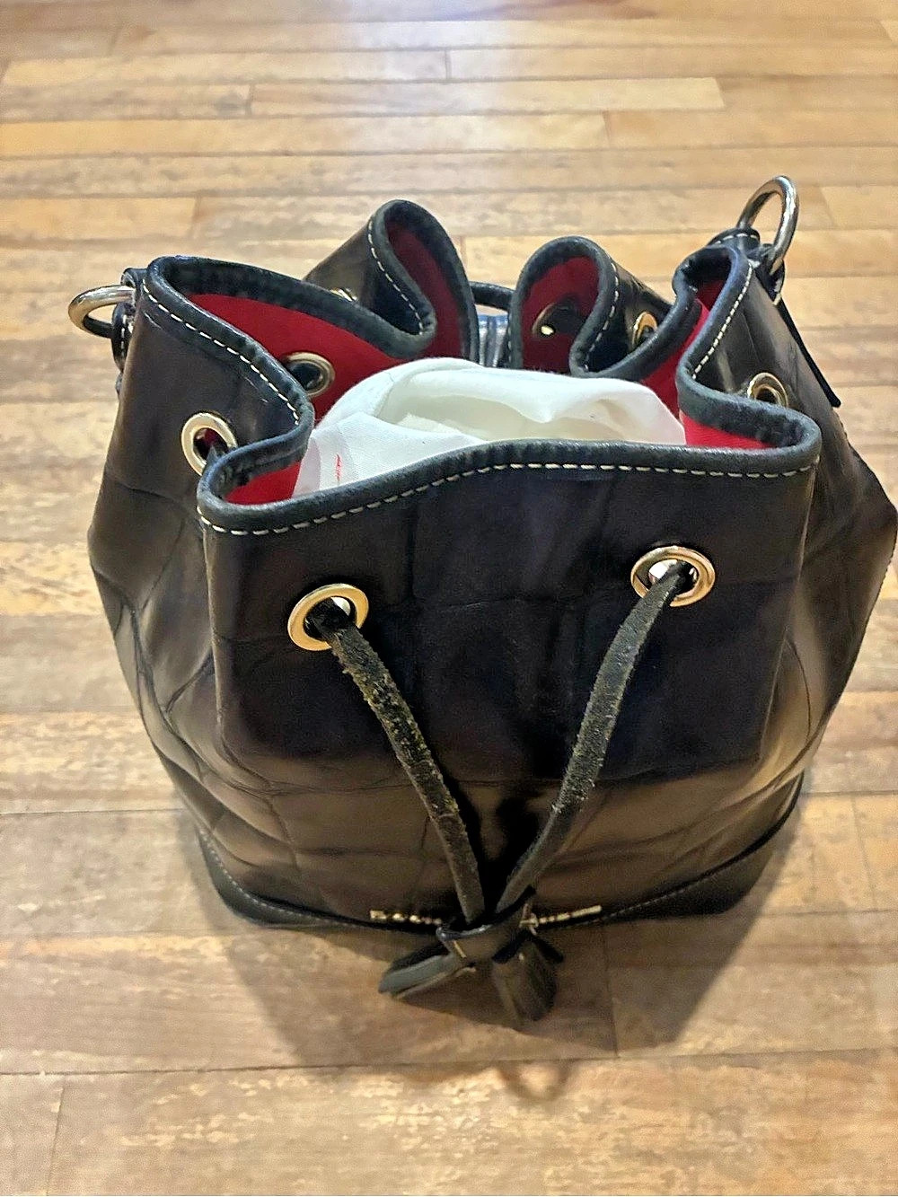 Dooney & Bourke Black Leather-Look Bucket Shoulder Bag